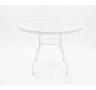 Round Acrylic Top Dining Table with Flat Tube Legs