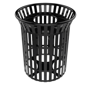 Rivendale Skyline Trash Receptacle with Flared Top, Steel Lid and Liner