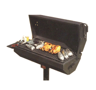 Covered Pedestal Grill with Utility Shelf