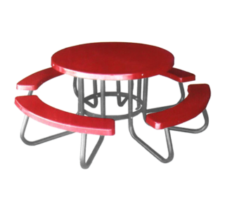Round Table with Fiberglass Top and Seats on a Round Tube Frame