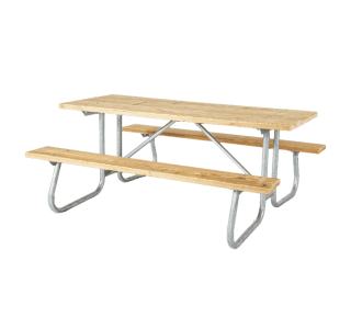 St. James Welded Frame Picnic Table with Treated Southern Yellow Pine Wood Plank Top and Benches