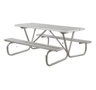 Cascade Bolted Frame Picnic Table with Aluminum Plank Top and Benches