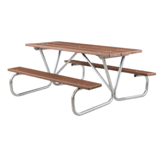 Cascade Bolted Frame Picnic Table with Recycled Plastic Plank Top and Benches