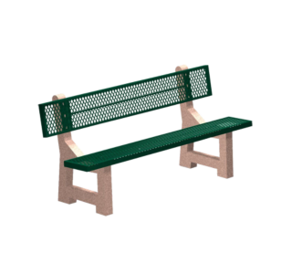 PBM Series Lakeside Concrete Bench with Metal Mesh Seat and Back