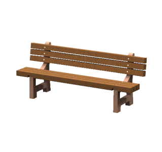 PB Series Lakeside Concrete Bench with Wood Slat Seat and Back