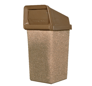 PW Series Square Concrete Trash Container with Rigid Plastic Bonnet Top