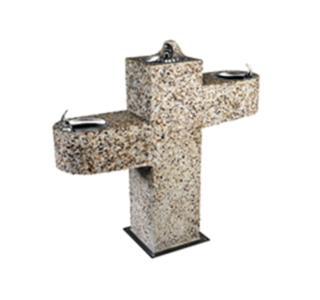 ADA Square Aggregate Pedestal Drinking Fountain with Triple Bubblers and Standard Valve System
