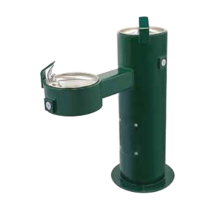 Barrier Free Round Metal Pedestal Dual Bubblers Drinking Fountain with Standard Valve System