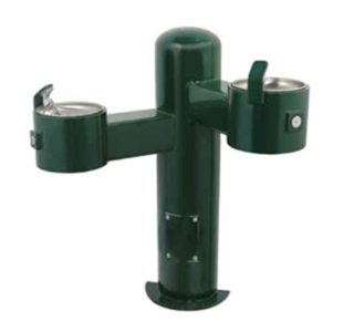 Wall Mount Barrier Free Round Metal Pedestal Dual Bubblers Drinking Fountain with Standard Valve System
