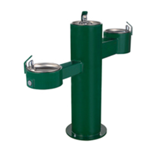 Barrier Free Round Metal Pedestal Triple Bubblers Drinking Fountain with Standard Valve System