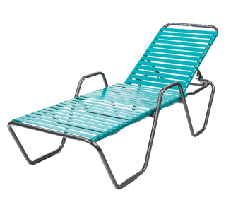 Country Club Strap Chaise Lounge with Arms and Aluminum Glides