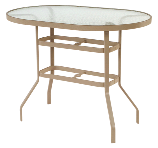 Oval Glass Top Bar Table with Aluminum Base