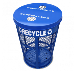 Expanded Metal Outdoor Recycling Receptacle