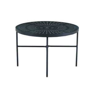 Patterned La'stratta Aluminum 48'' Wide Round Stamped Top Dining Table