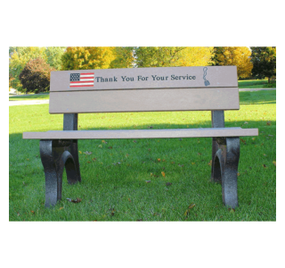Veterans Backed Bench with Standard Engraving and Inlay